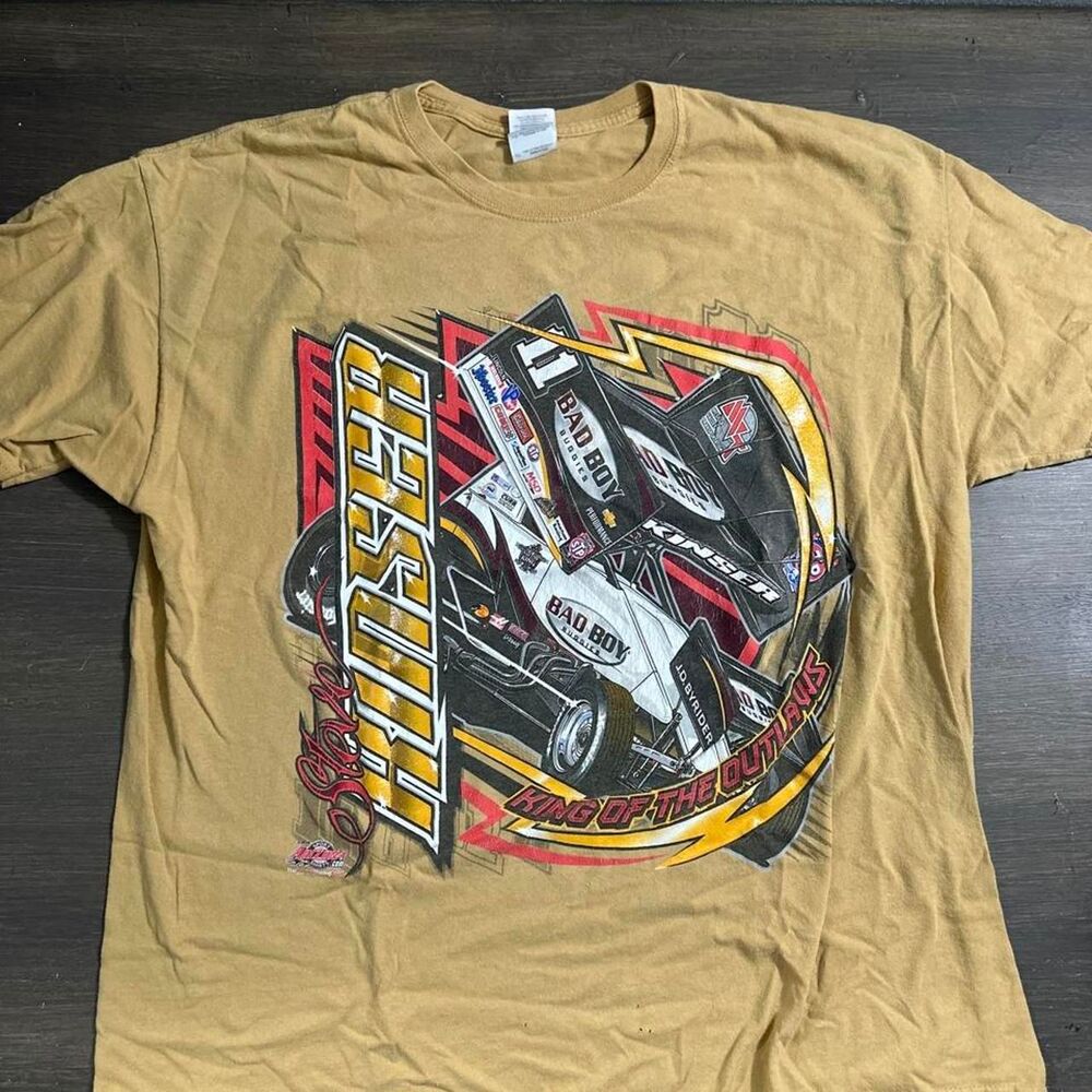 Nascar Men's Tan and Yellow T-shirt